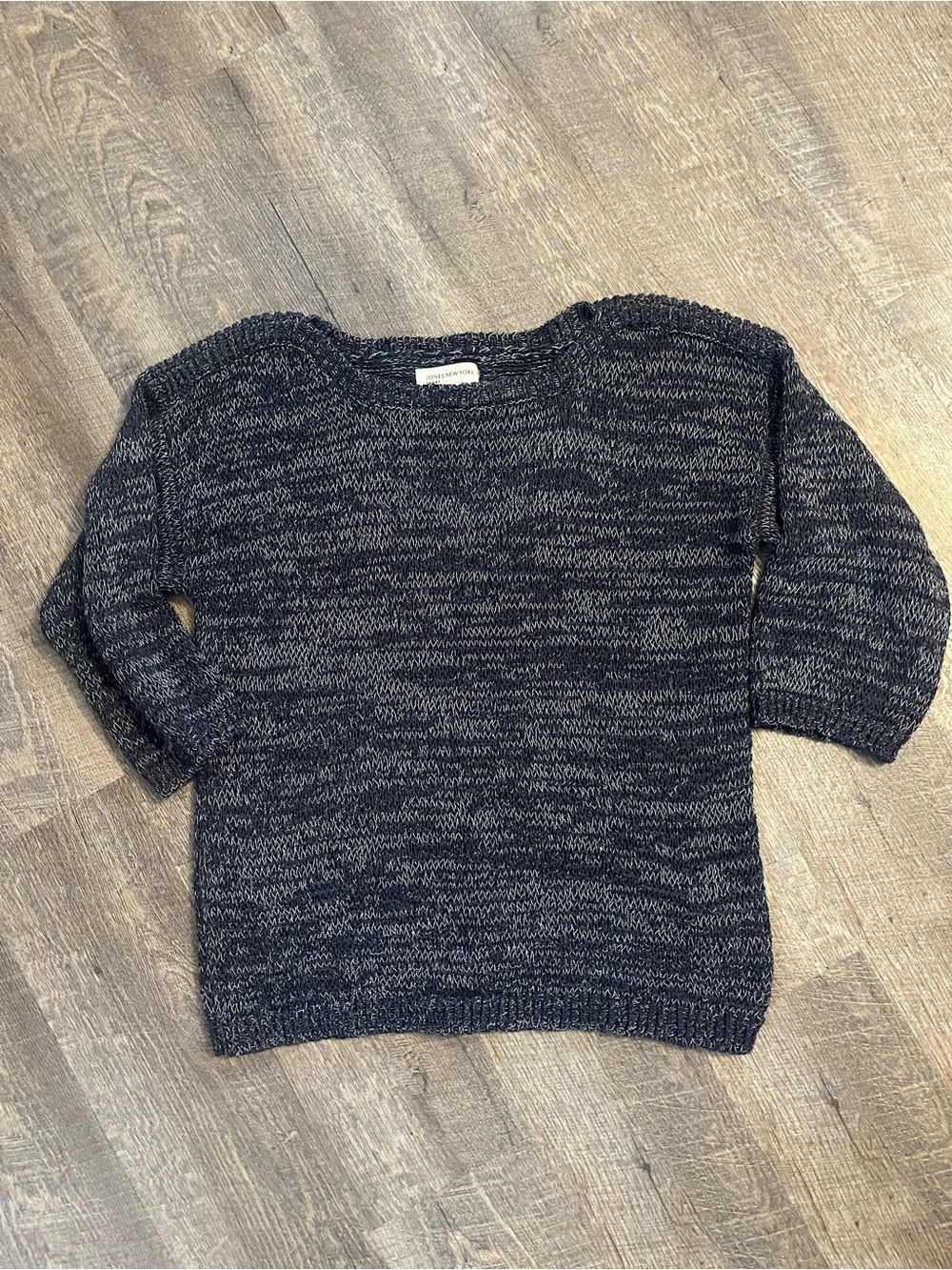 Jones New York Womenโs XL Cozy Navy Marled Knit Sweater